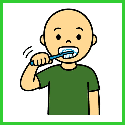 Pictograma de lavarse los dientes con marco Fitzgerald verde