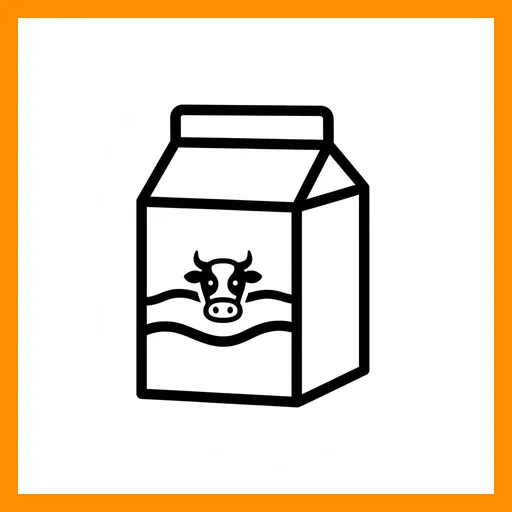 Pictograma de leche con marco Fitzgerald naranja