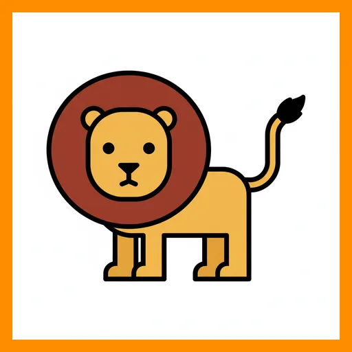 Pictograma de león con marco Fitzgerald naranja