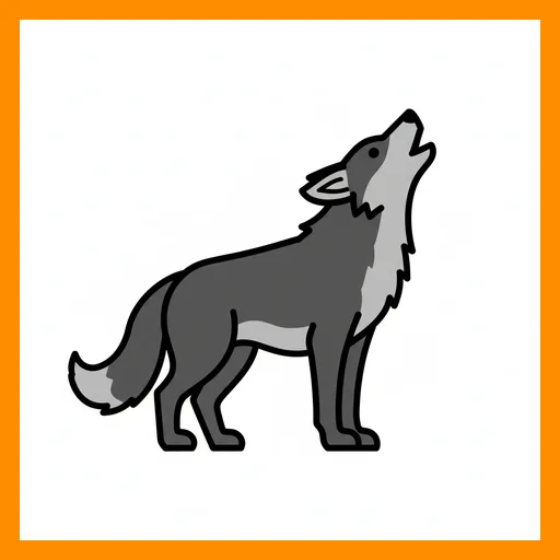 Pictograma de lobo con marco Fitzgerald naranja