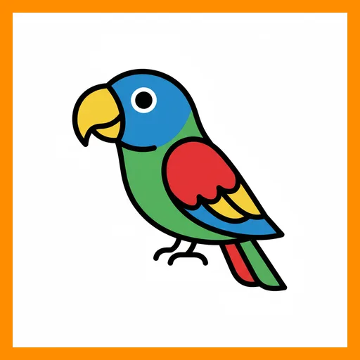 Pictograma de loro con marco Fitzgerald naranja