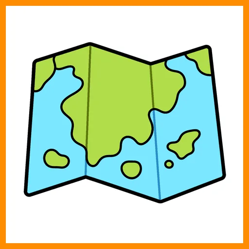 Pictograma de mapa con marco Fitzgerald naranja