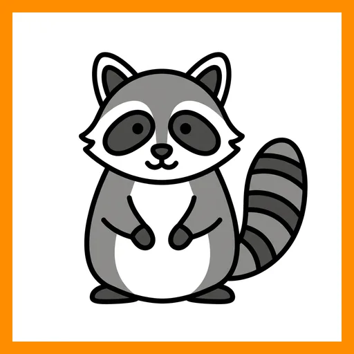 Pictograma de mapache con marco Fitzgerald naranja