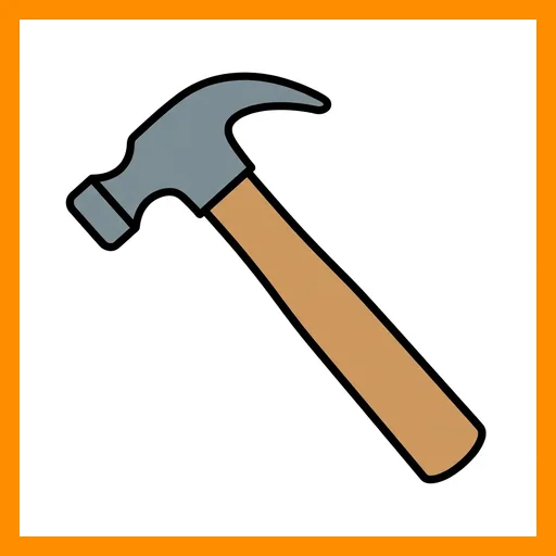 Pictograma de martillo con marco Fitzgerald naranja