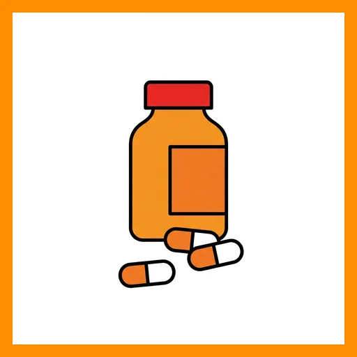 Pictograma de medicina con marco Fitzgerald naranja