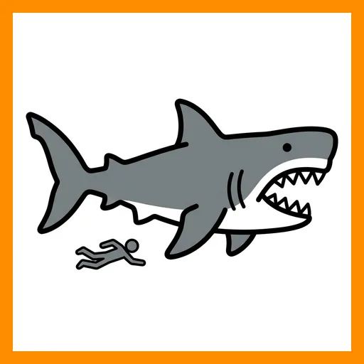 Pictograma de megalodon con marco Fitzgerald naranja