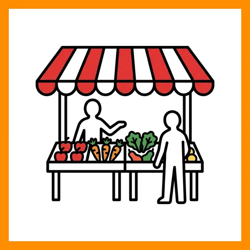 Pictograma de mercado con marco Fitzgerald naranja