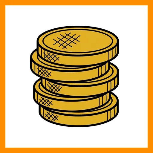 Pictograma de monedas con marco Fitzgerald naranja