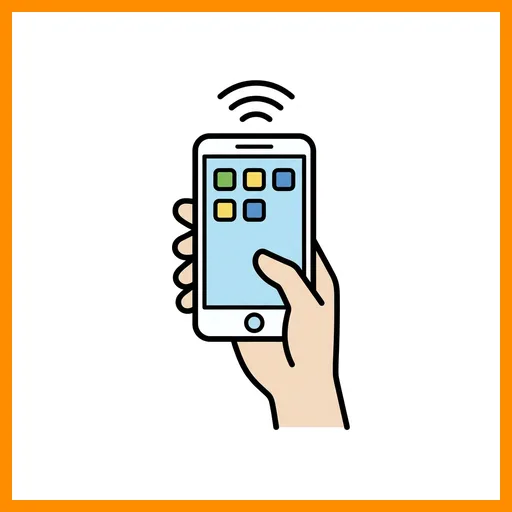 Pictograma de movil con marco Fitzgerald naranja