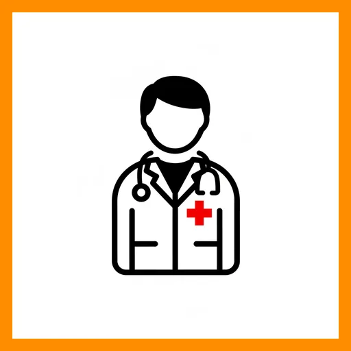 Pictograma de médico con marco Fitzgerald naranja