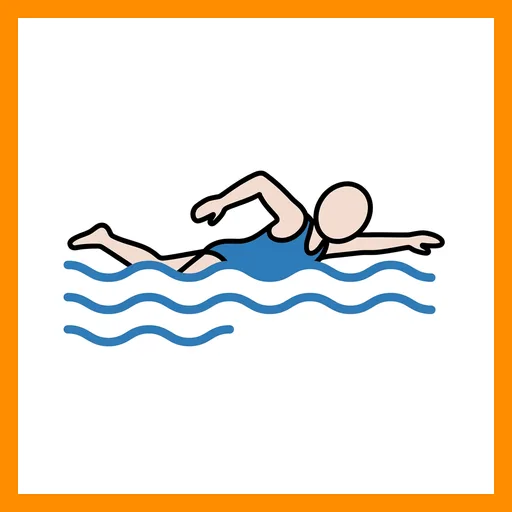 Pictograma de natación con marco Fitzgerald naranja