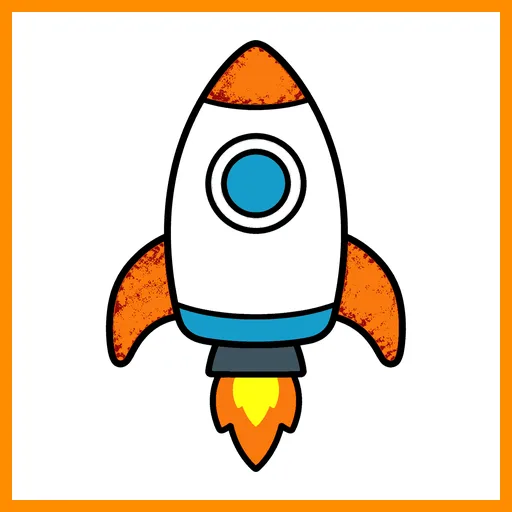 Pictograma de nave espacial con marco Fitzgerald naranja