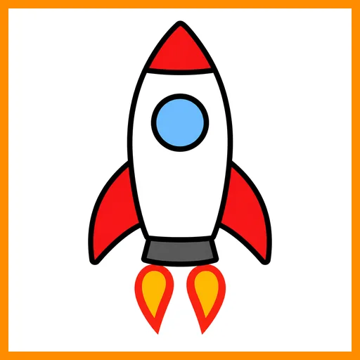 Pictograma de nave espacial con marco Fitzgerald naranja
