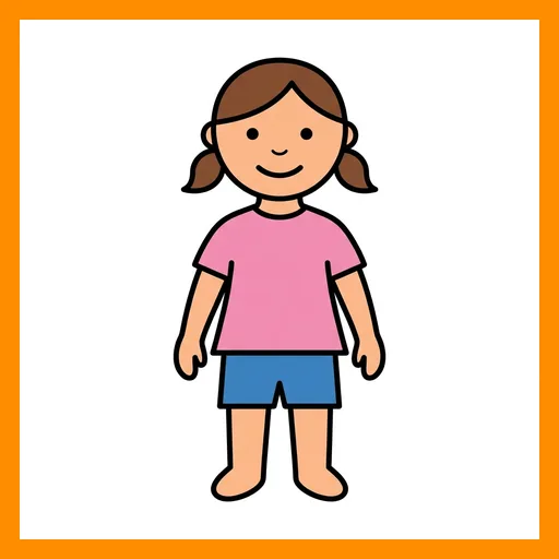 Pictograma de niña con marco Fitzgerald rosa
