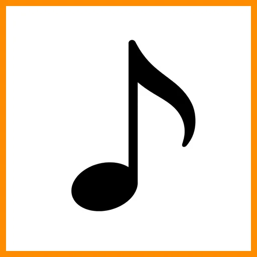 Pictograma de nota musical con marco Fitzgerald naranja