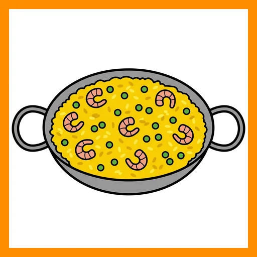 Pictograma de paella con marco Fitzgerald naranja