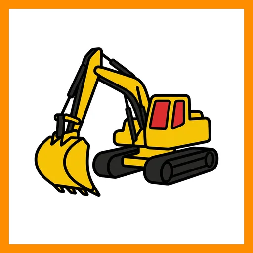 Pictograma de pala excavadora con marco Fitzgerald naranja