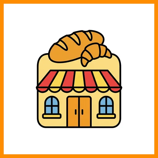 Pictograma de panadería con marco Fitzgerald naranja