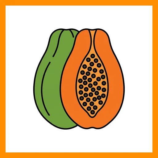 Pictograma de papaya con marco Fitzgerald naranja