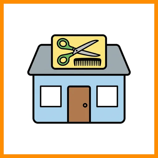 Pictograma de peluquería con marco Fitzgerald naranja