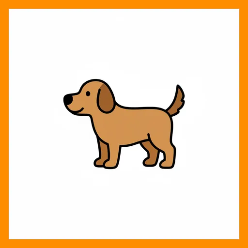 Pictograma de perro con marco Fitzgerald naranja