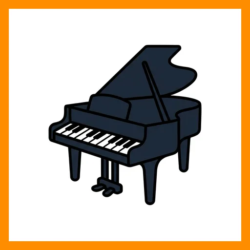 Pictograma de piano con marco Fitzgerald naranja