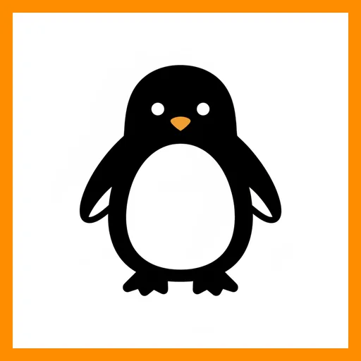 Pictograma de pingüino con marco Fitzgerald naranja