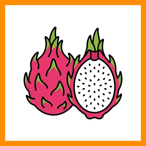Pictograma de pitaya con marco Fitzgerald naranja