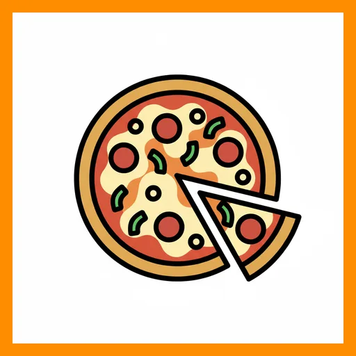 Pictograma de pizza con marco Fitzgerald naranja