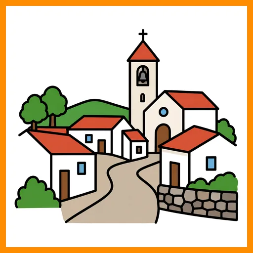 Pictograma de pueblo con marco Fitzgerald naranja