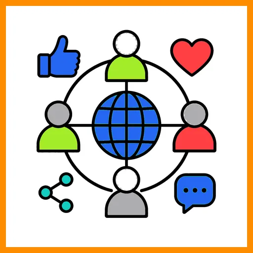 Pictograma de redes sociales con marco Fitzgerald naranja