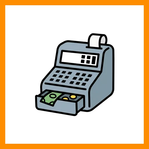 Pictograma de registradora con marco Fitzgerald naranja