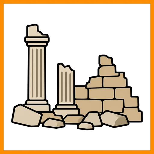 Pictograma de ruinas con marco Fitzgerald naranja