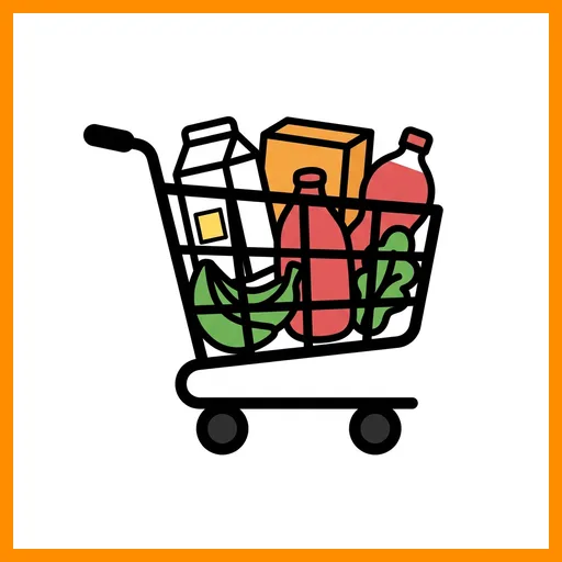 Pictograma de supermercado con marco Fitzgerald naranja