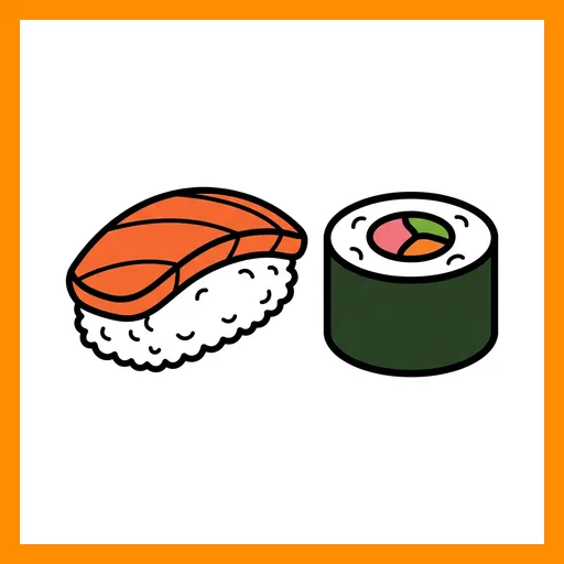 Pictograma de sushi con marco Fitzgerald naranja