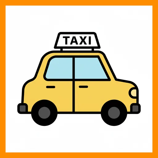 Pictograma de taxi con marco Fitzgerald naranja