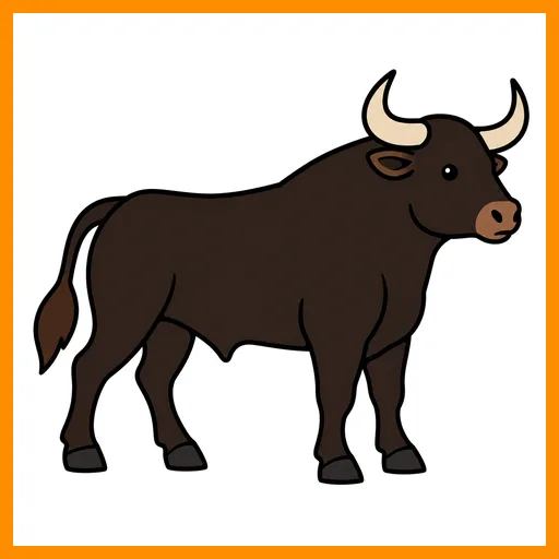 Pictograma de toro con marco Fitzgerald naranja