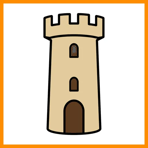 Pictograma de torre con marco Fitzgerald naranja