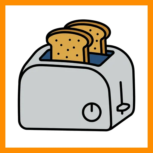 Pictograma de tostadora con marco Fitzgerald naranja