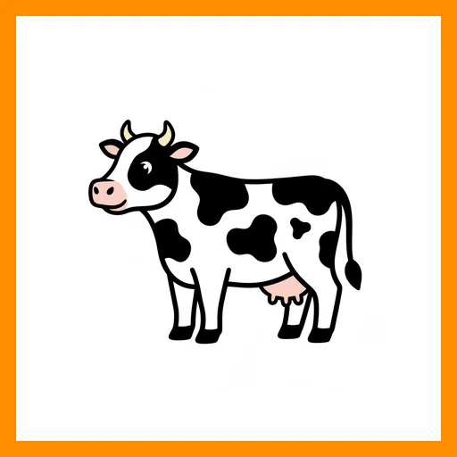 Pictograma de vaca con marco Fitzgerald naranja