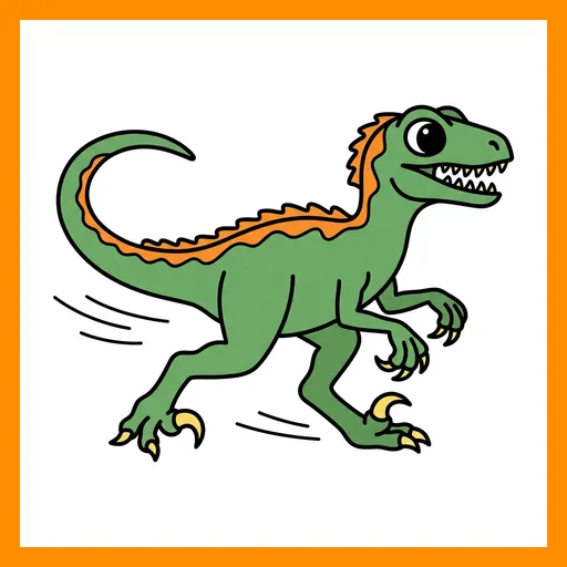 Pictograma de velociraptor con marco Fitzgerald naranja