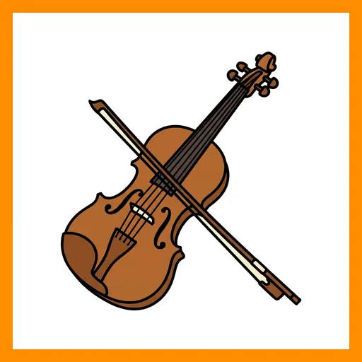 Pictograma de violín con marco Fitzgerald naranja