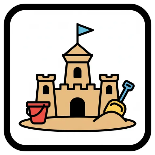Pictograma de castillo de arena (objetos cotidianos) para SAAC y logopedia