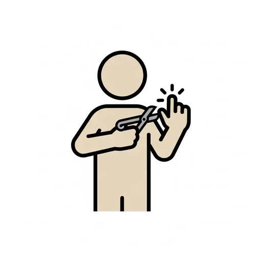 Pictograma de cortarse las uñas (acciones y verbos) para SAAC y logopedia