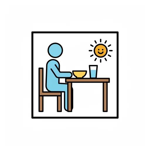 Pictograma de desayunar (acciones y verbos) para SAAC y logopedia