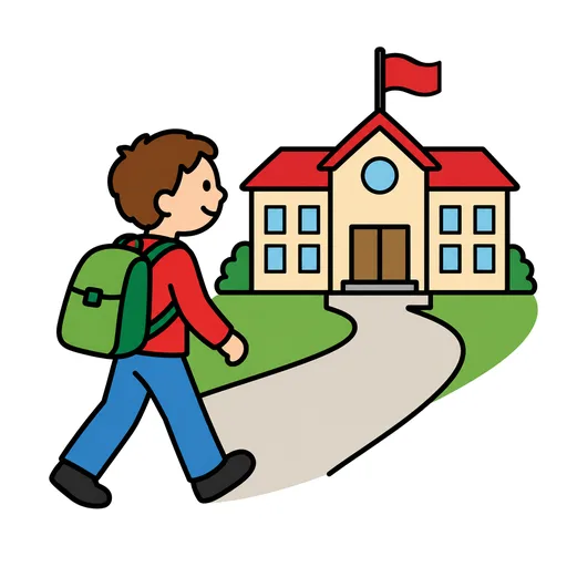Pictograma de ir al colegio (acciones y verbos) para SAAC y logopedia