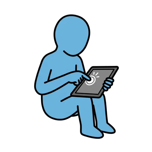Pictograma de jugar a la tablet (acciones y verbos) para SAAC y logopedia