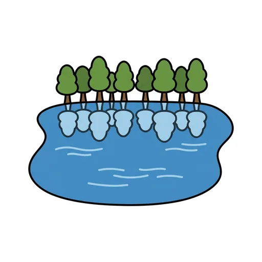 Pictograma de lago (tiempo, naturaleza y fiestas) para SAAC y logopedia