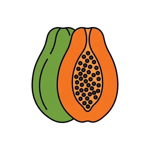 Pictograma de papaya (comida y bebida) para SAAC y logopedia
