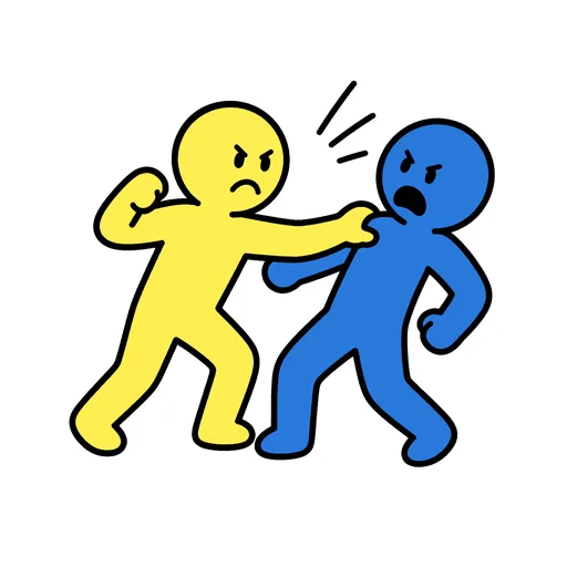 Pictograma de pelear (acciones y verbos) para SAAC y logopedia